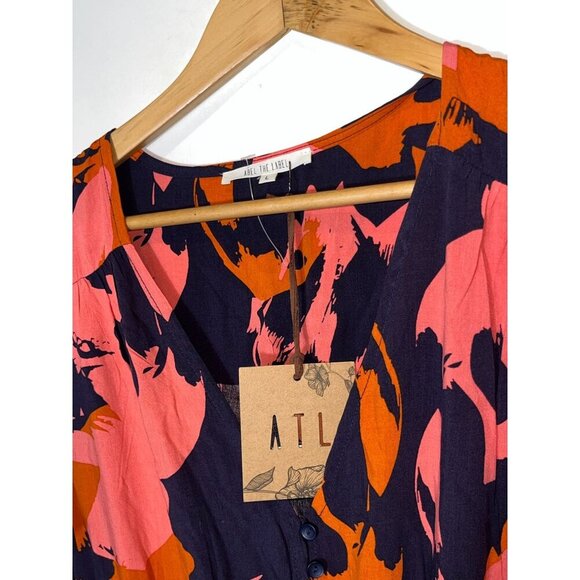 NWT Abel The Label Anthropologie Navy Pink Orange Hi Lo Clare Dress L Large Wome - Picture 5 of 12